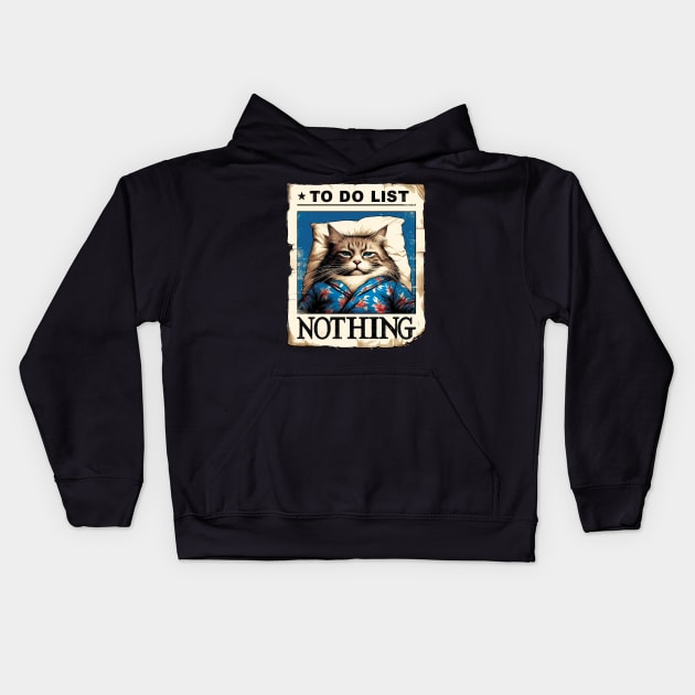 Lazy Cat Day Kids Hoodie by aswIDN